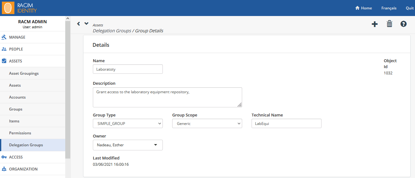 Delegation group details