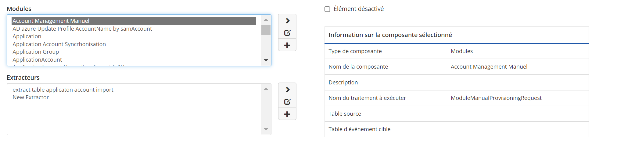 Informations sur les composants du bloc