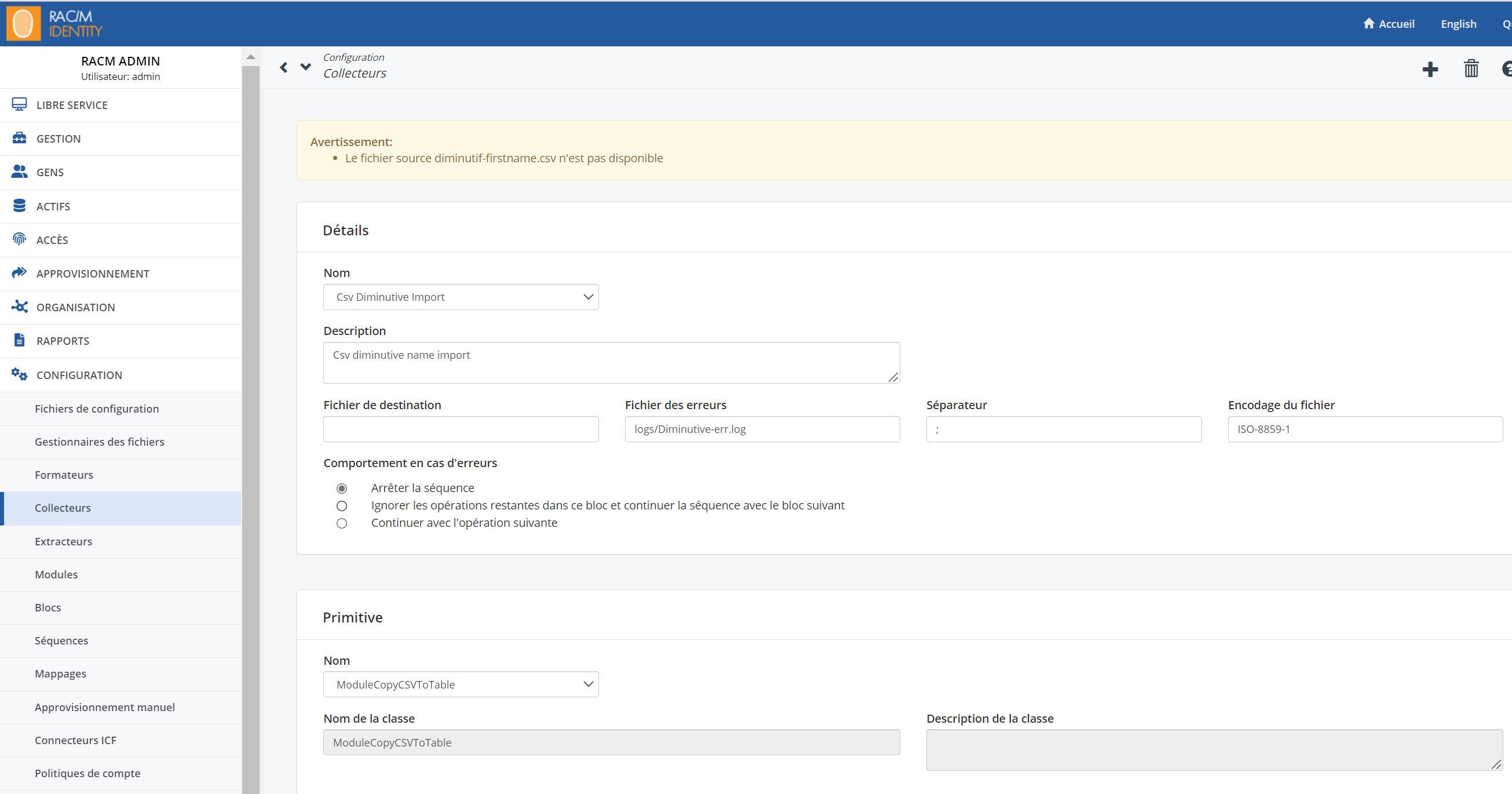 Importation d'un fichier CSV