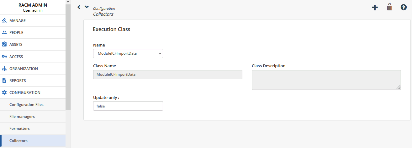 Importation module selection