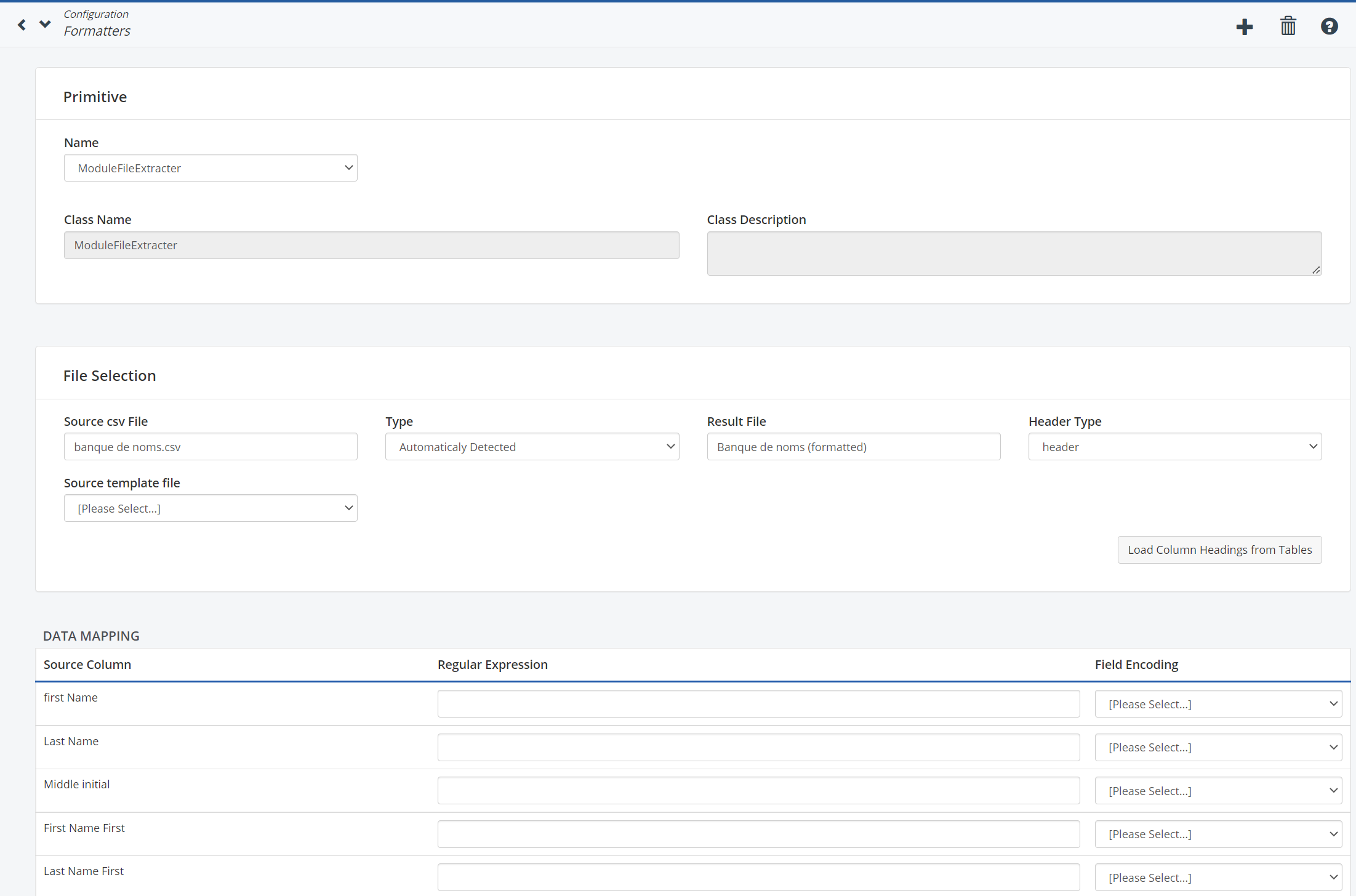 The Data Mapping section