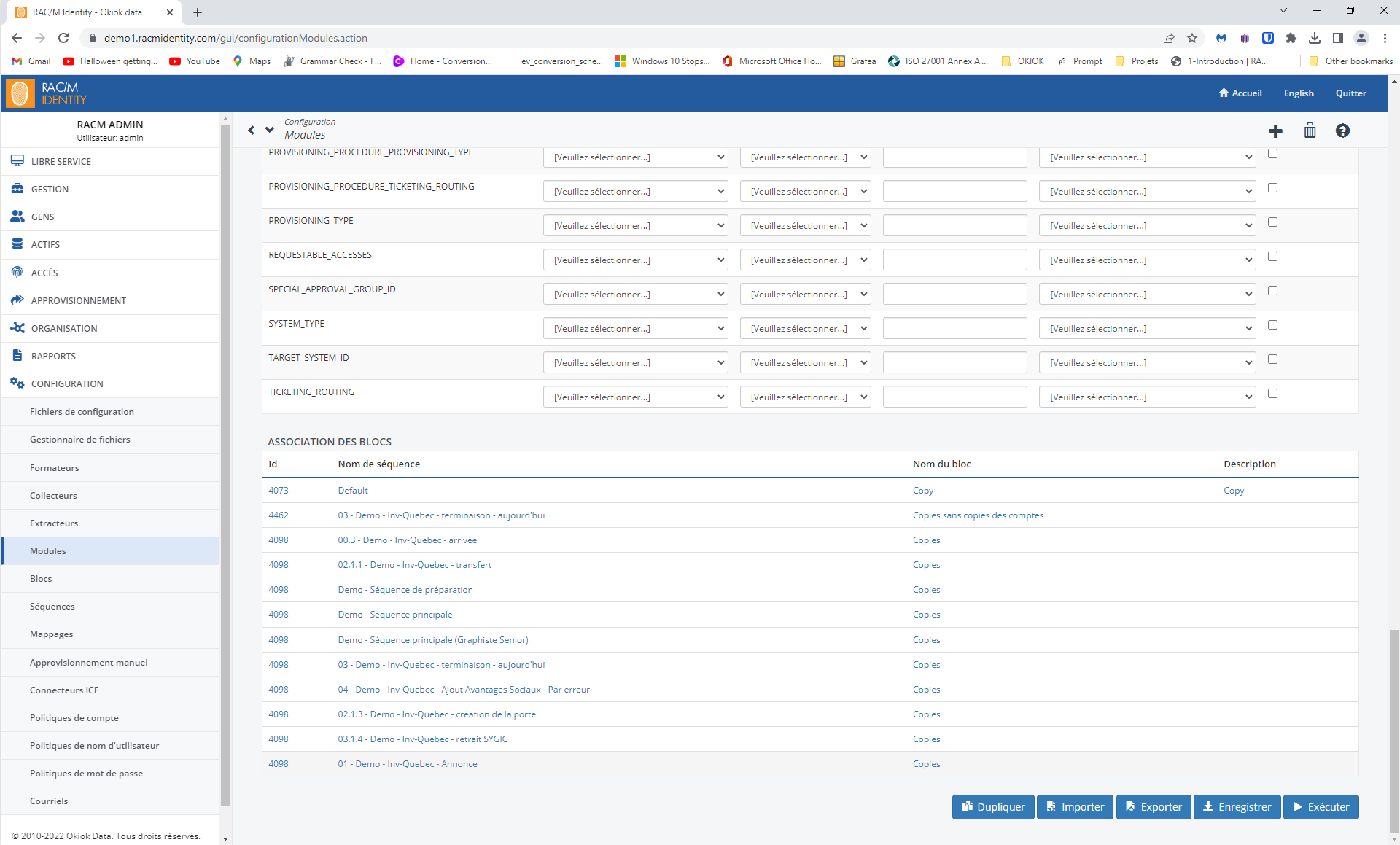 Exemple - Boutons au bas de la page Modules