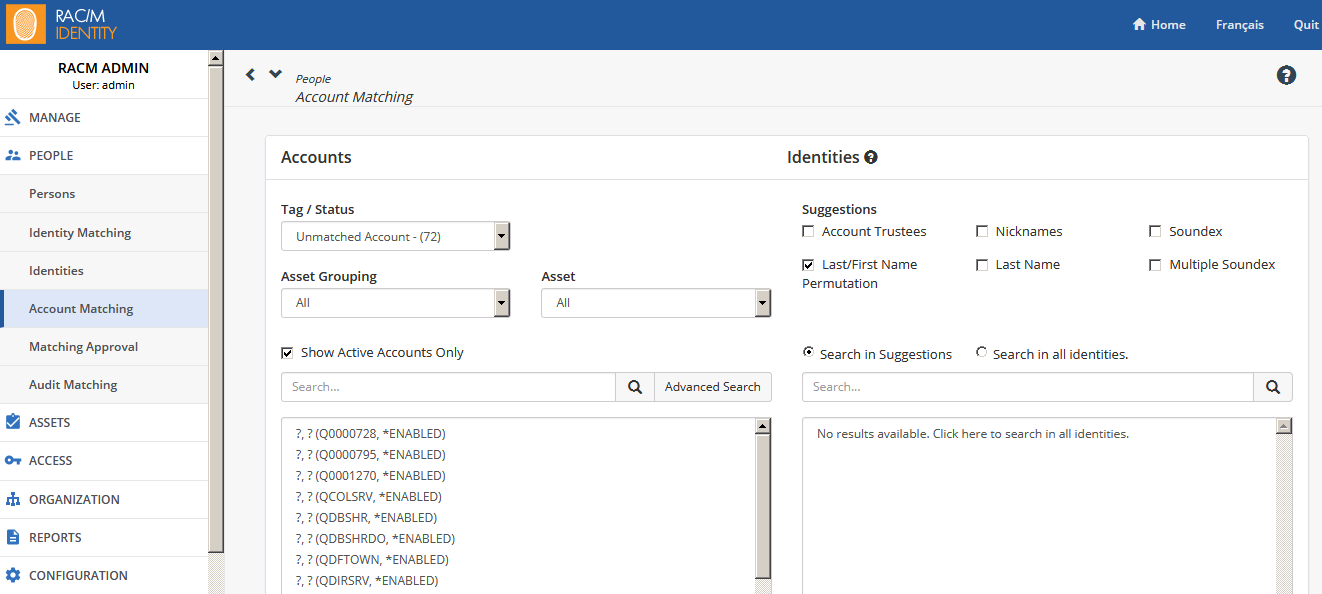 The Account Matching Page