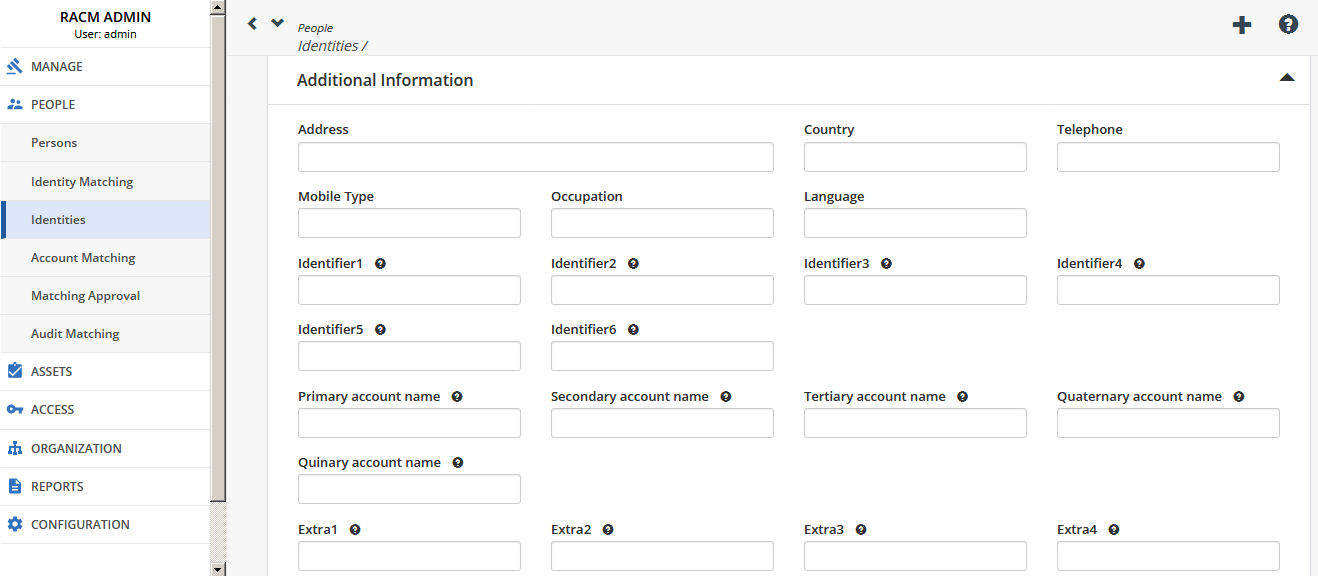 Identities - additional information