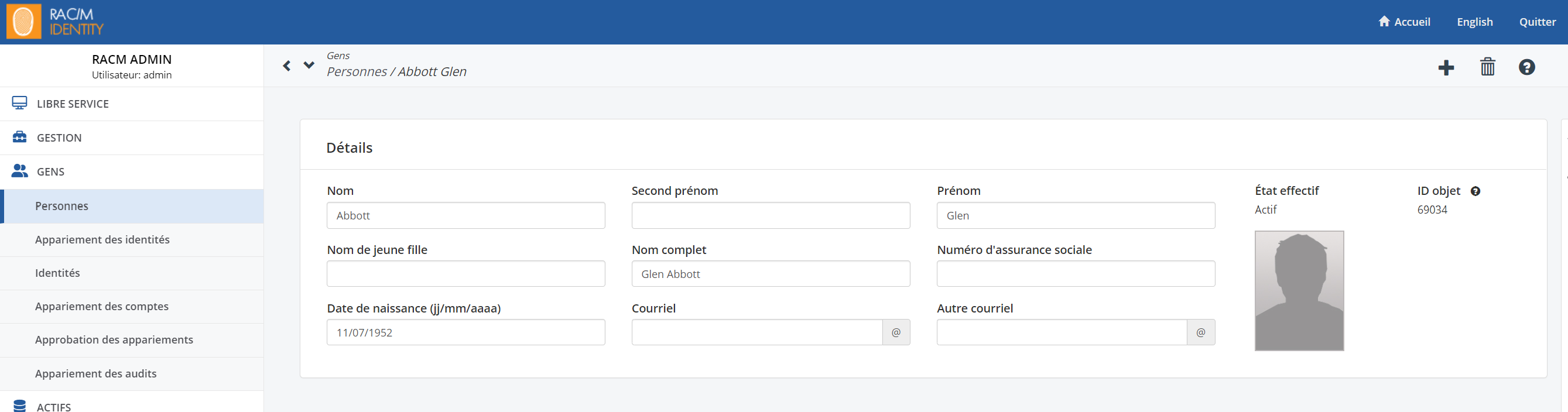 Personnes - informations détaillées