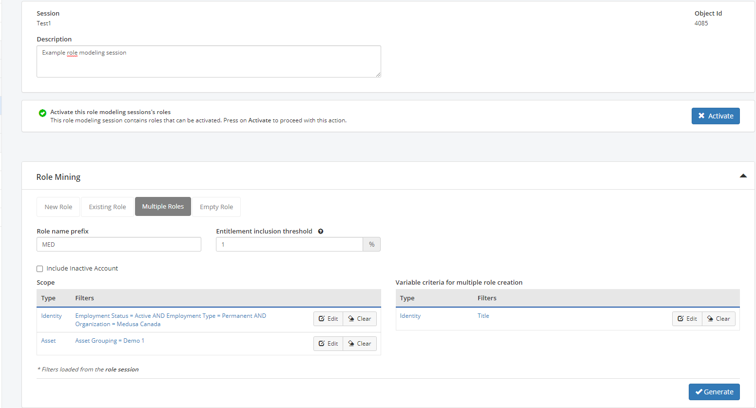 The Multiple Roles Generation Page