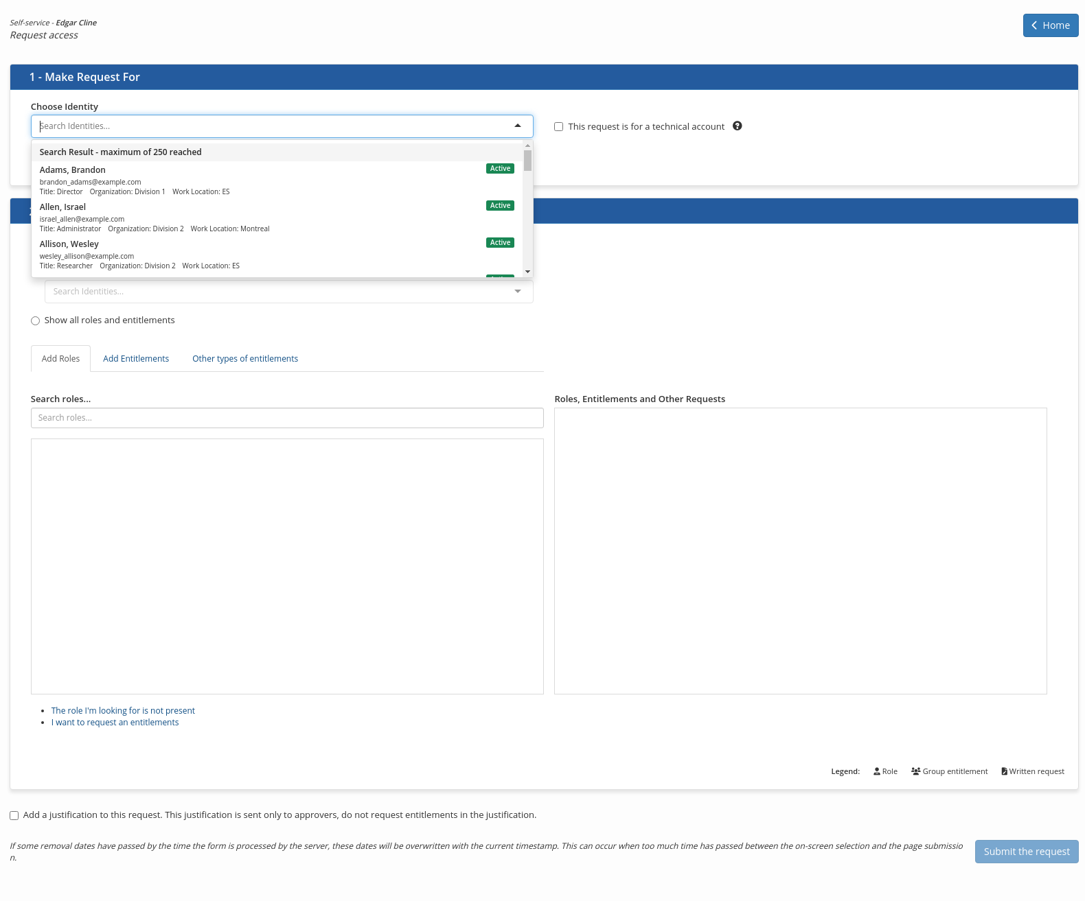 The access request form