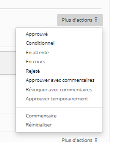 Liste des actions supplémentaires