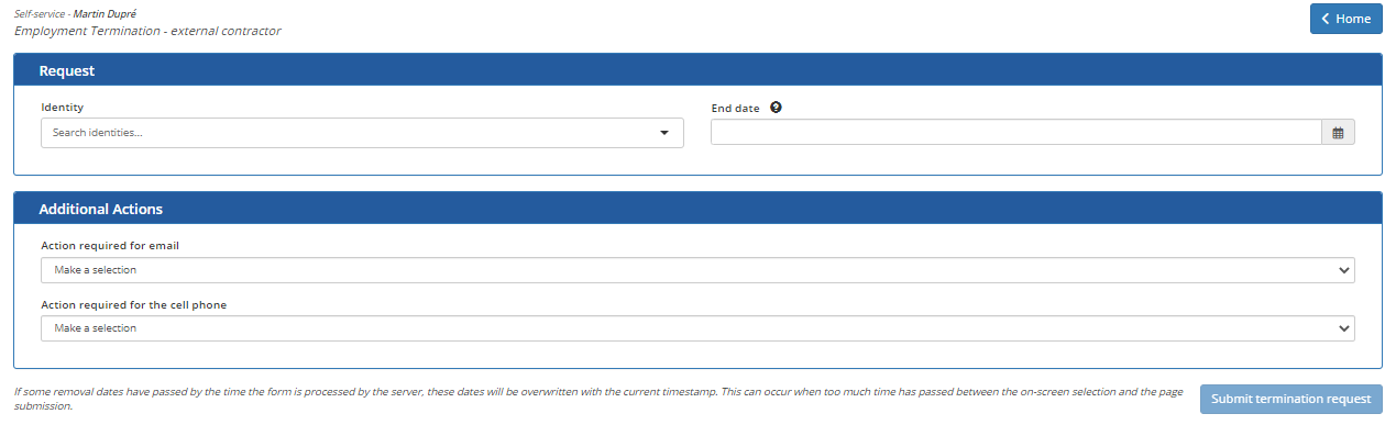 Employment Termination - External Contractor