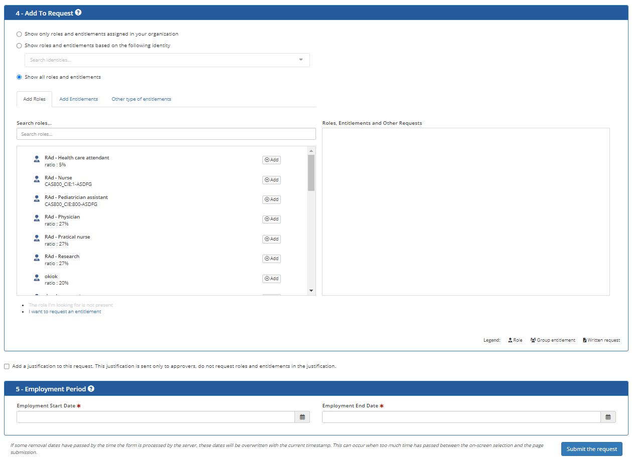 The onboarding request form