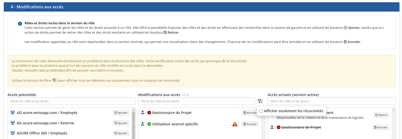 Problématique dans la hiérarchie des rôles