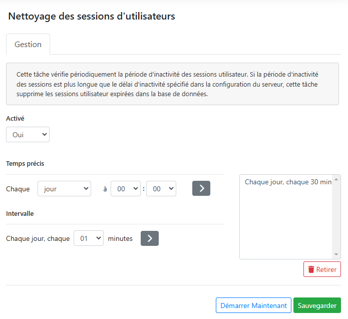 Nettoyage des sessions utilisateurs